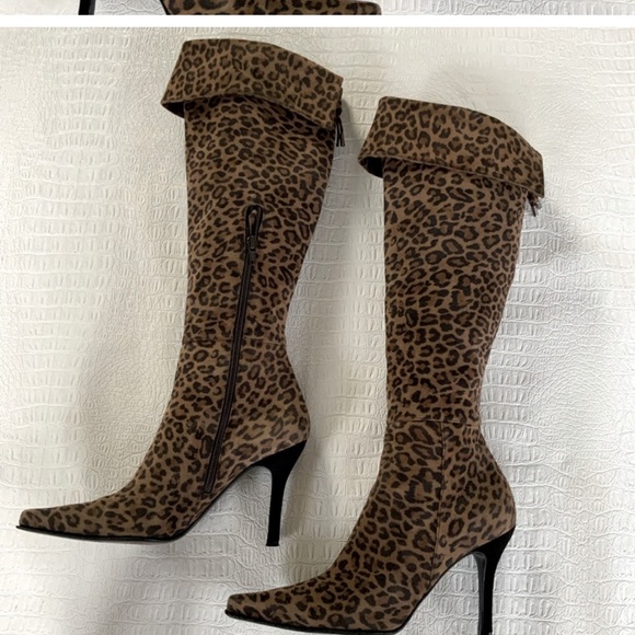 Stuart Weitzman brown animal print tall boots - Picture 2 of 10